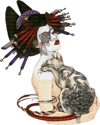 femme avec chat.Cheyenne63 - Darmowy animowany GIF