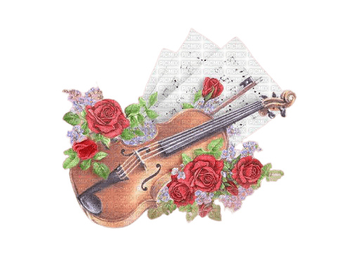 kikkapink vintage violin painting flowers - png gratis