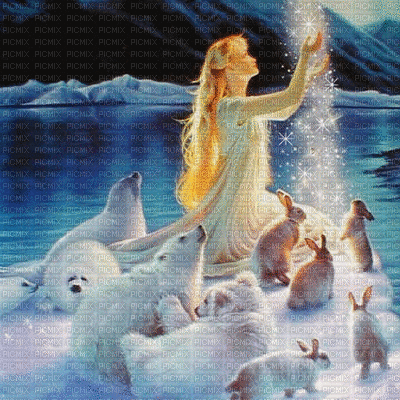 winter woman fantasy femme hiver fantaisie - Бесплатный анимированный гифка