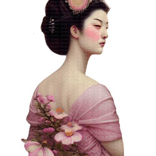 kikkapink pink geisha oriental woman - бесплатно png