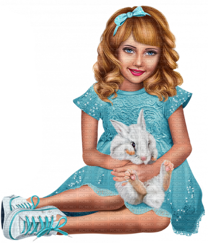 Girl with a rabbit. Easter. Spring. Leila - фрее пнг