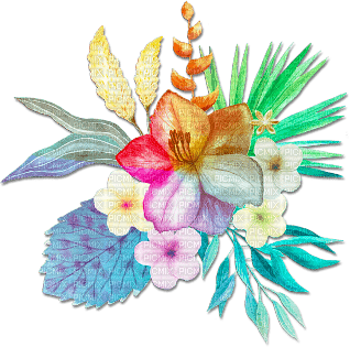 soave deco flowers summer tropical branch rainbow - kostenlos png