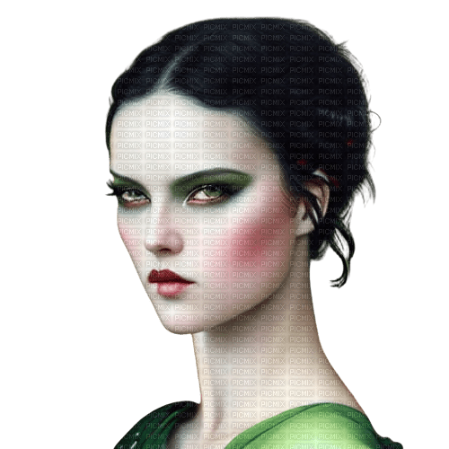 kikkapink fashion woman black hair green eyes - ilmainen png
