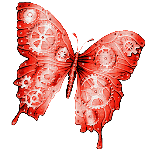 Steampunk.Butterfly.Red - By KittyKatLuv65 - GIF animado grátis