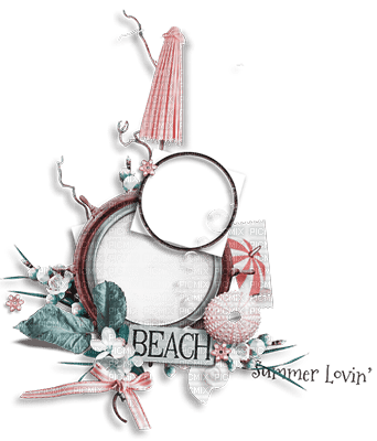 SOAVE DECO SUMMER BEACH SCRAP  text pink teal - PNG gratuit