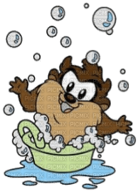 Baby Tazz in bath with bubbles - gratis png