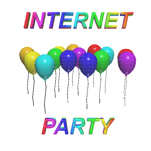 INTERNET PARTY!!!, party , webcore , internet , balloons , rainbow , cute ,  colors , scene , scenecore - Free animated GIF - PicMix