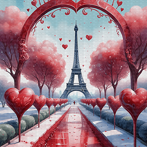 ♡§m3§♡ vintage  PARIS RED VDAY RED LANDSCAPE - png gratis