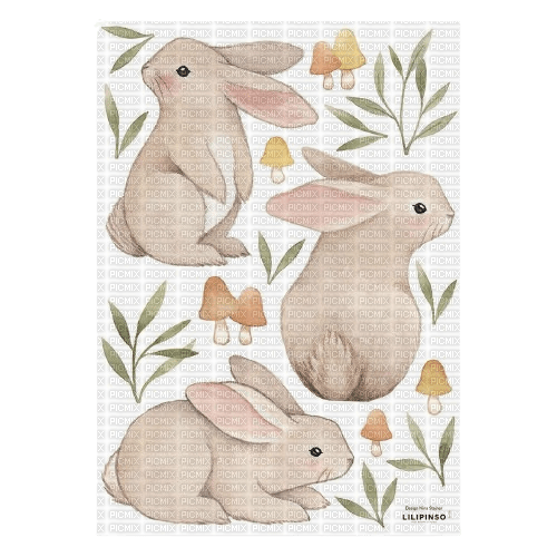 Papier peint chambre bébé lapins - фрее пнг