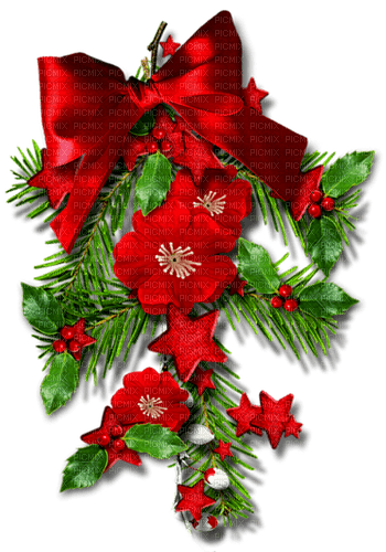 Christmas.Branch.Green.Red - PNG gratuit