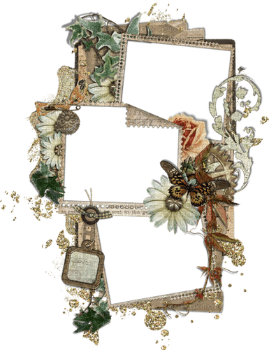Brown and green spring frame - bezmaksas png