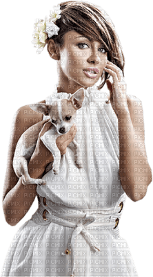 Kaz_Creations Woman Femme  White Pup Dog - PNG gratuit