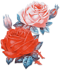 soave deco flowers rose branch vintage pink blue - δωρεάν png