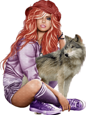 woman with wolf bp - безплатен png