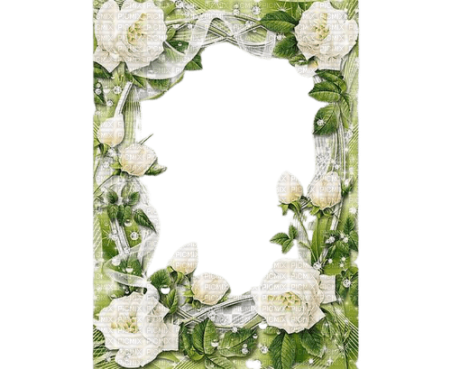frame with whith roses - Free PNG