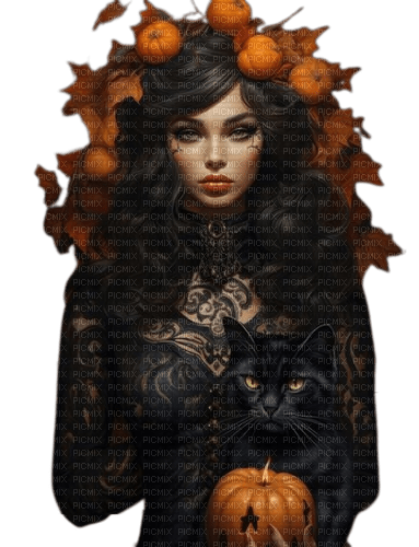 witch, frau, woman, femme, vintage, autumn - ilmainen png