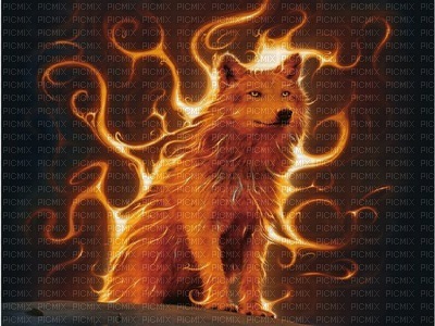 flaming wolf - Free PNG