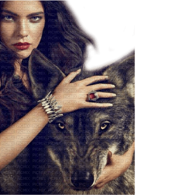 woman and wolf by nataliplus - 免费PNG