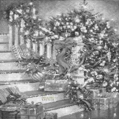 Y.A.M._New year Christmas background black-white - GIF เคลื่อนไหวฟรี