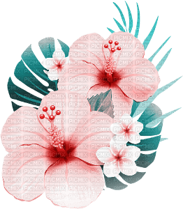 soave deco summer flowers tropical pink teal - png gratuito