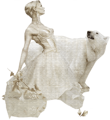 femme avec ours.Cheyenne63 - 免费PNG