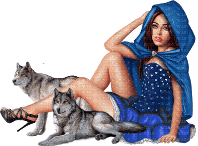 woman with wolf bp - png gratis