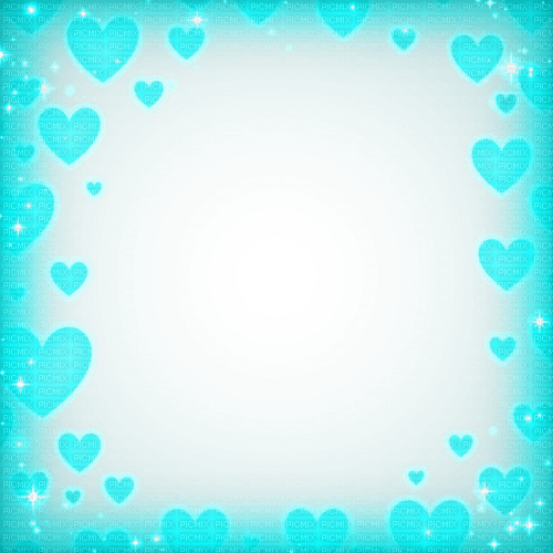Hearts.Sparkles.Frame.Turquoise.Teal - PNG gratuit