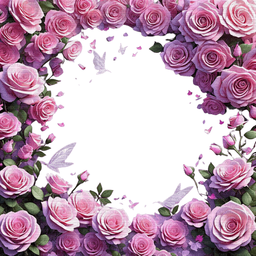 Pink roses frame Rox - ingyenes png