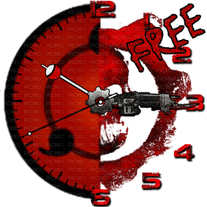 Clock Time red Black - Bogusia - bezmaksas png