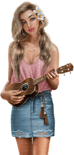 Woman playing guitar, banjo. Leila - png grátis