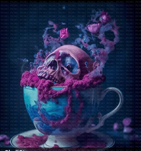 Skull tea cup - ilmainen png