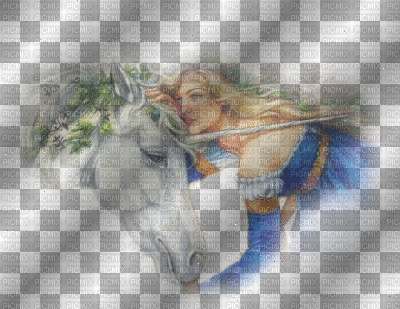 unicorn & girl - GIF animado grátis