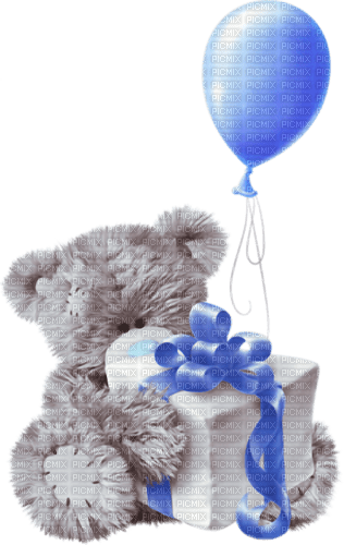 kikkapink deco scrap birthday bear blue - δωρεάν png