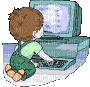 Little Boy Using Computer - Безплатен анимиран GIF