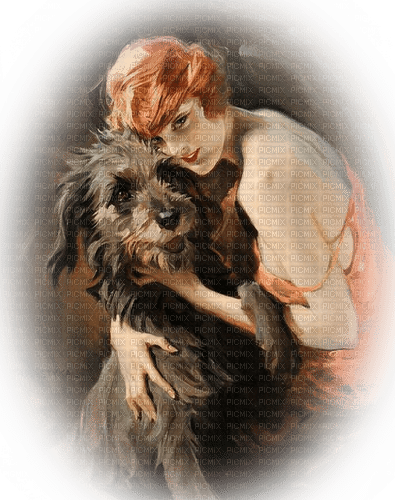 Woman and dog - ücretsiz png