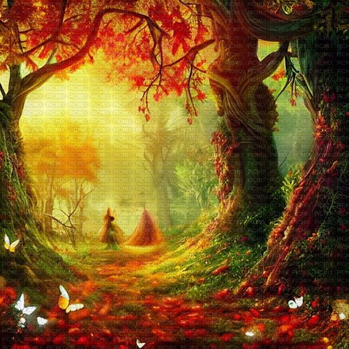 kikkapink autumn fantasy background forest - zadarmo png