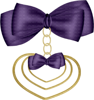 purple-gold-heart-decoration - ilmainen png