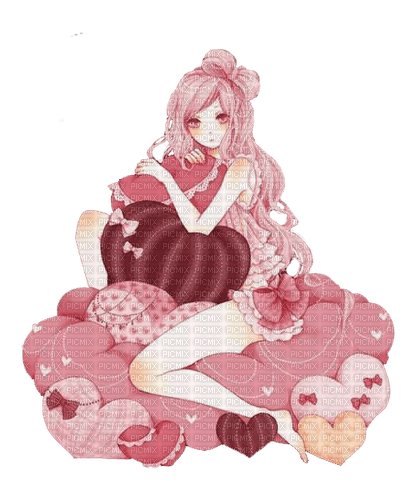 Anime girl ❤️ elizamio, pink , valentine , anime , girl , manga , happy ,  valentine's , day - Free PNG - PicMix