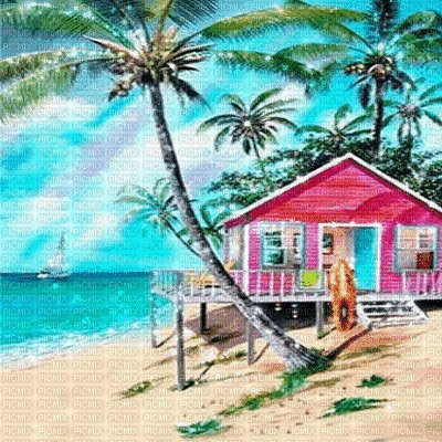 fondo playa tropical gif dubravka4 - Бесплатный анимированный гифка