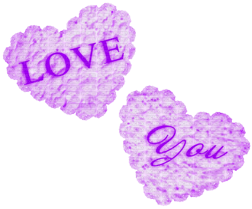 Hearts.Text.Love.You.Purple - PNG gratuit