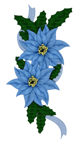 noel deco fleurs bleues - 無料png