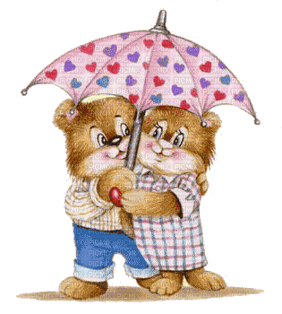 teddy bear fun sweet rain  autumn remuer umbrella  gif anime animated animation tube deco love heart coeur herzen - GIF animé gratuit