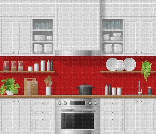 red white kitchen background - безплатен png