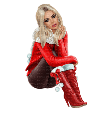 Woman Christmas Red White - Bogusia - фрее пнг