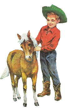 child and horse_Blue DREAM 70 - GIF animé gratuit