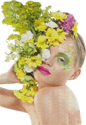 Kaz_Creations Woman Femme Yellow Flowers - png gratuito