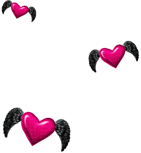 Winged.Hearts.Pink.Black - PNG gratuit