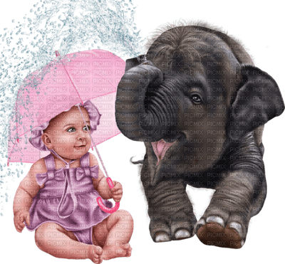 baby bebe children human tube person child kind enfant girl summer ete spring printemps elefant elephant éléphant - PNG gratuit