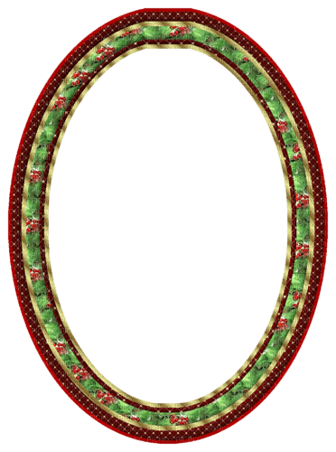 Christmas red green oval frame cadre sunshine3 - Free PNG