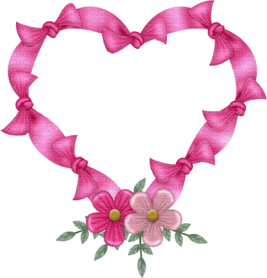Kaz_Creations Deco Flowers Ribbons Bows Heart Love Colours - PNG gratuit